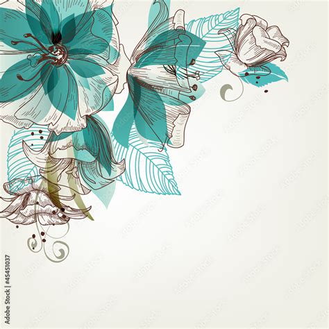 Retro flowers vector illustration Stock Vector | Adobe Stock