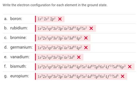 Solved Write the electron configuration for each element in | Chegg.com