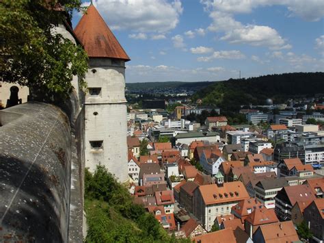 The castle of Hellenstein above the city of Heidenheim an der Brenz in ...