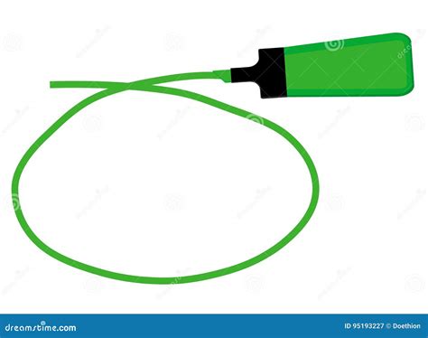 Single Green Highlighter Pen with Hand Drawn Green Circle To Hig Stock Vector - Illustration of ...