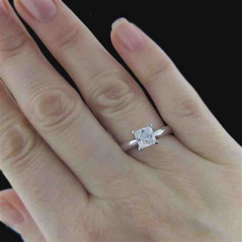 1 Carat Princess Cut Solitaire Diamond Engagement Ring - Wedding and ...