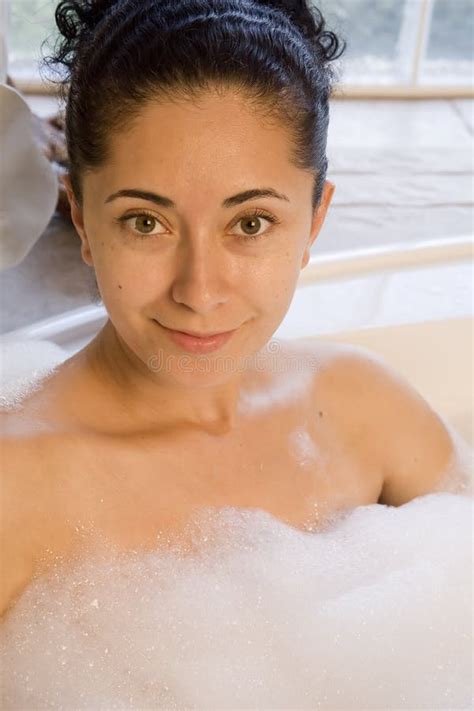 Woman taking bubble bath stock image. Image of indoor - 7811983