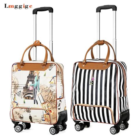 Women Rolling Luggage Bag, Cabin Travel Suitcase,Lightweight Trolley Case,Fashion Carry Ons ...