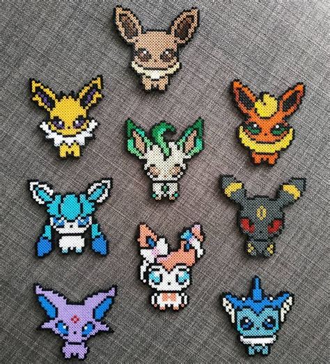 Pokemon Perler Eeveelutions Eevee Jolteon Leafeon Sylveon Flareon Vaporeon Umbreon Glaceon ...