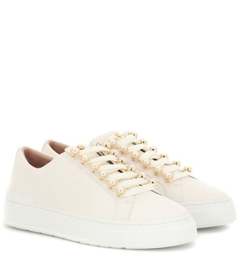 Stuart Weitzman Excelsa Leather Sneakers in White - Lyst