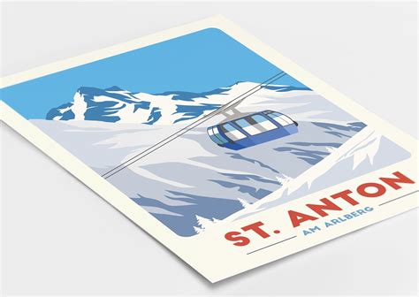 St Anton Ski Lift Gondola Print Vintage Travel Poster Ski | Etsy UK