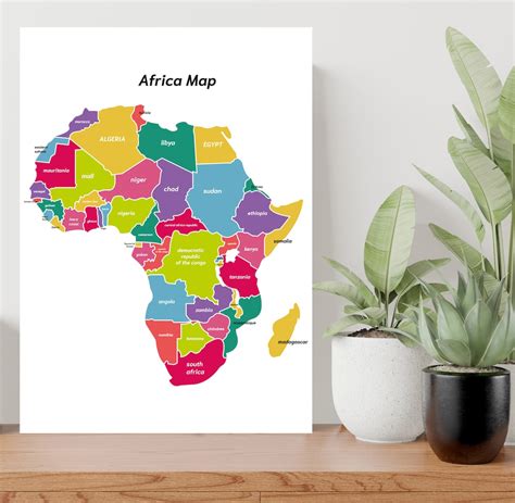 Map of Africa Large Educational Poster Wall Art Print Custom Gift A0 A1 A2 A3 A4 A5 - Etsy