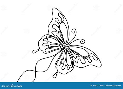 Line Art Butterfly Flying Set. Continuous One Line Drawing Butterflies Insects. Royalty-Free ...