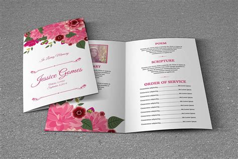 Floral Funeral Program Template Obituary Template | Etsy