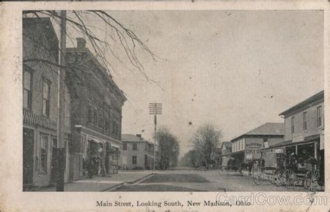 Main Street, Looking South New Madison, OH Postcard