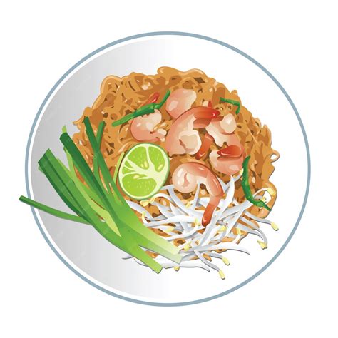 Premium Vector | Pad thai famous thai food