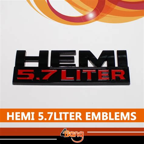 100% BRAND NEW AND WATERPROOF 1pc Black HEMI RED 5.7 LITER Emblem ...