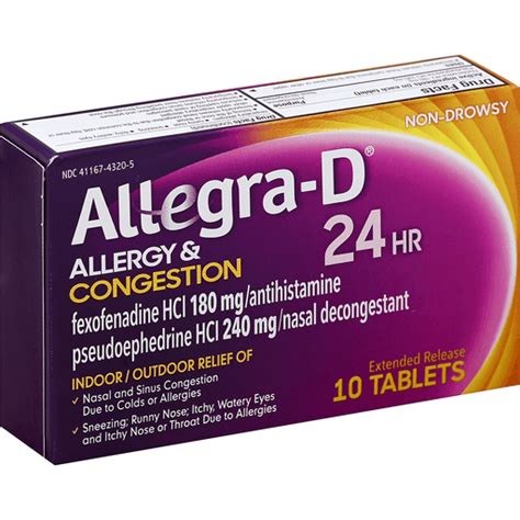 Allegra-D 24 Hour Allergy & Congestion Relief Tablets - 10 CT | Shop ...