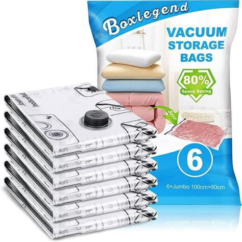 BoxLegend 6 Pack Jumbo Vacuum Storage Bags 40in x 32in Space Saver Bags ...