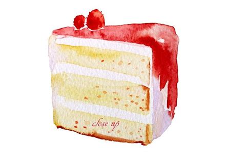 Watercolor Cake Slices | Watercolor cake, Cake art print, Cherry cake