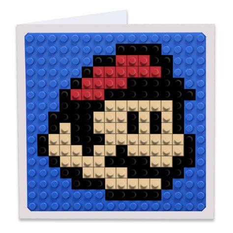 Mario Face Pixel Art Build-On Greeting Card | BRIK