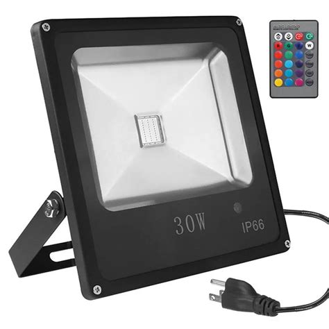 Remote Control 30W Outdoor RGB LED Flood Lights, Dimmable, 16 Colors ...