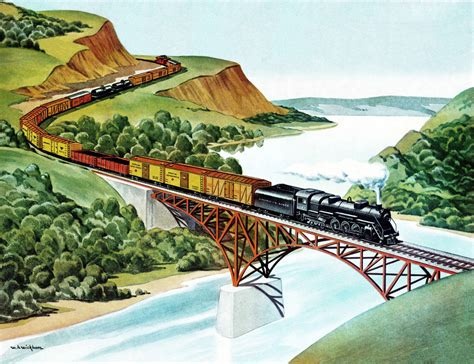 "Railway Bridge" Painting Print on Canvas by Curtis, 39"x30" - Contemporary - Kids Wall Decor ...