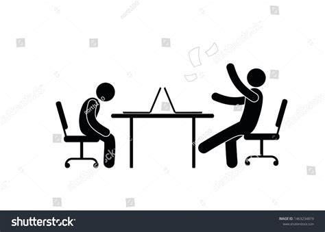 People Office Sitting Table Stick Figure Stock Vector (Royalty Free) 1463234819 | Shutterstock