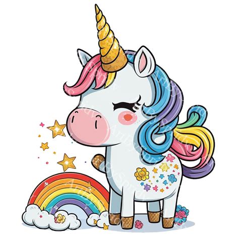 Cute Unicorn PNG Transparent Clipart Kids Cartoon - Etsy