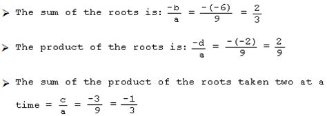 The sum and product of the roots of a cubic equation