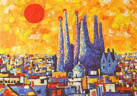 Spain - Barcelona Sunset Light Painting by Ana Maria Edulescu