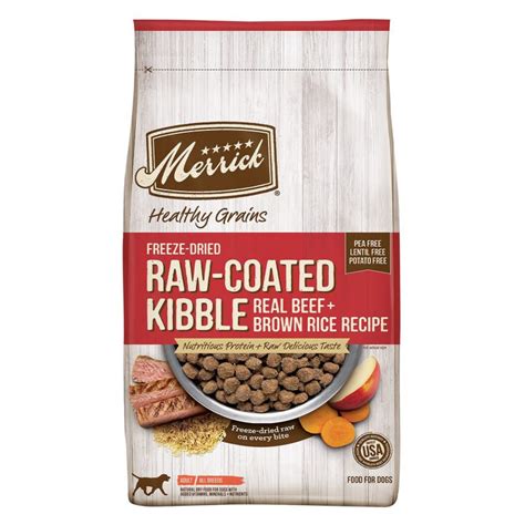 Merrick Healthy Grains Freeze-Dried Raw-Coated Kibble Real Beef + Brown Rice Recipe Dry Dog Food ...