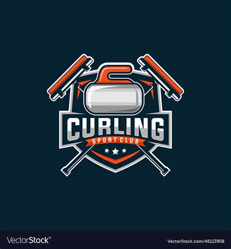 Curling sport badge template Royalty Free Vector Image