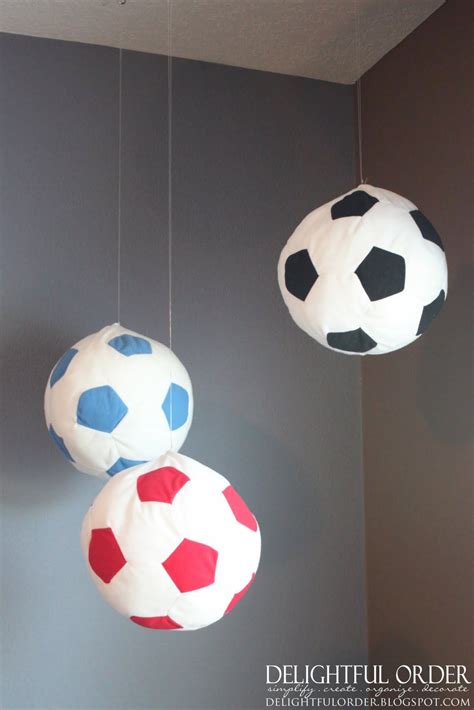 Hanging Soccer Balls (from IKEA) - Use for Table Numbers?? - Delightful Order Boys Football Room ...