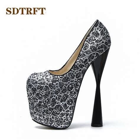 Aliexpress.com : Buy SDTRFT zapatos mujer Round Toe Gold Stilettos 20cm ...