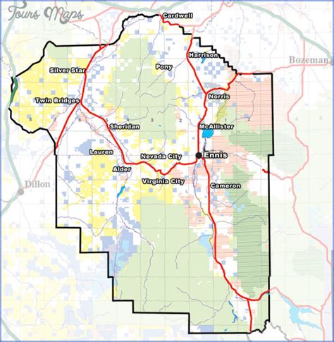 MAP OF MONTANA VIRGINIA CITY - ToursMaps.com