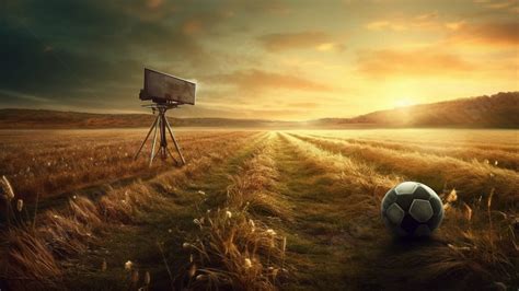 Sunset On Outdoor Grass Football Field Powerpoint Background For Free Download - Slidesdocs