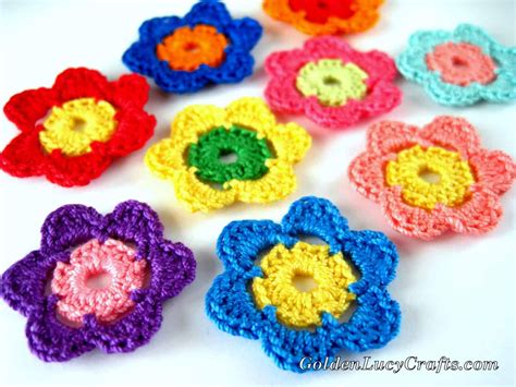 Easy Crochet Flowers, Applique, Free Crochet Pattern - GoldenLucyCrafts