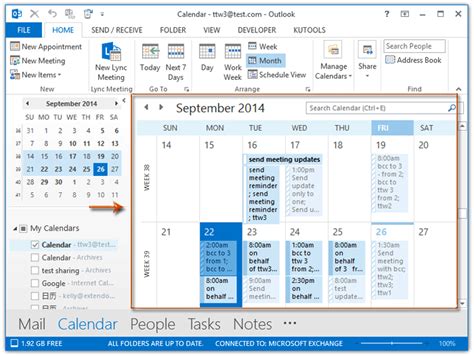 How to show Calendar in two-week view in Outlook?