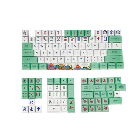 128 keys mahjong keycap set cherry profile pbt sublimation keycaps for ...