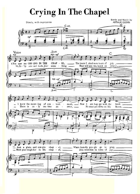 CRYING IN THE CHAPEL Sheet music | Easy Sheet Music