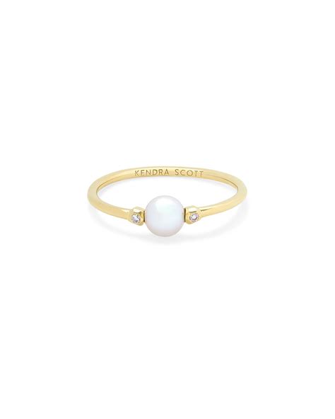 Cathleen 14k Yellow Gold Open Ring in Pearl | Kendra Scott | Gold band ring, Pearl ring, Gold ...