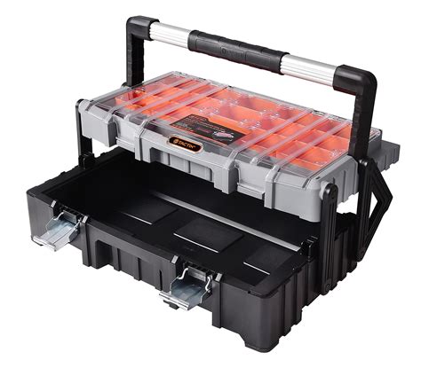 Galleon - Tactix 320300 22" Cantilever Tool Box, Black/Orange