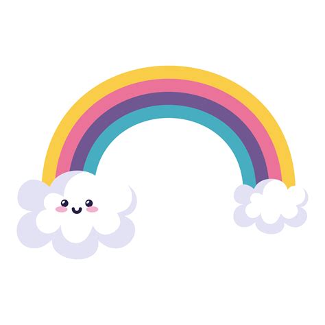 cute rainbow with clouds kawaii style 4833182 Vector Art at Vecteezy