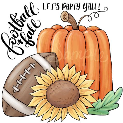 Football and Fall Lets Party Yall PNG Clipart Commercial - Etsy