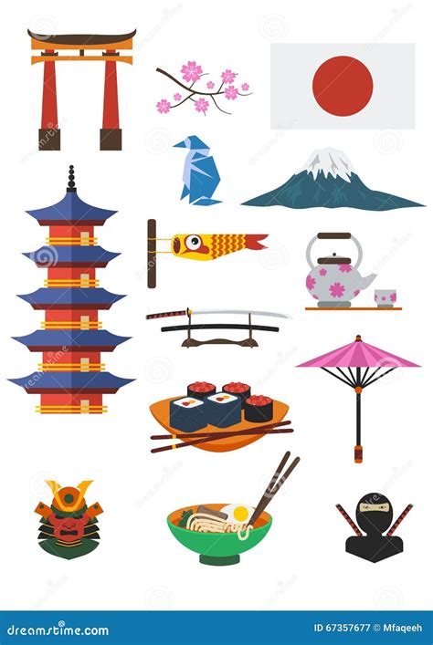 Japanese Culture Set stock vector. Illustration of food - 67357677