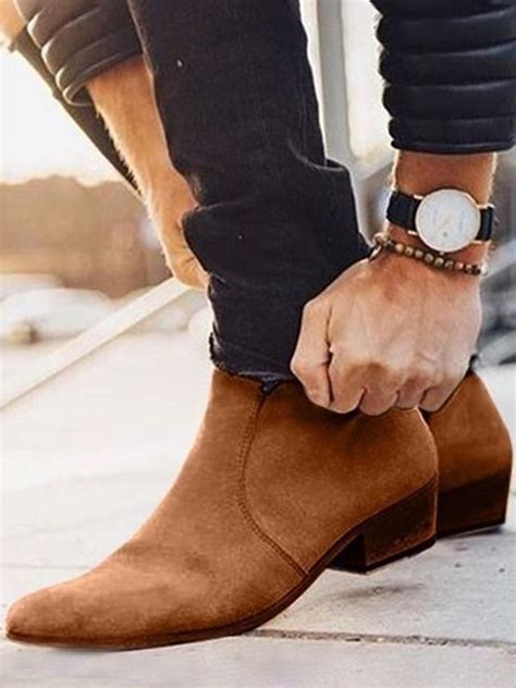 Handmade Men Brown Suede Ankle High Zipper Casual Boots, Men casual Ankle Boots #Handmade # ...