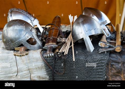 Viking armor and weapons at a historical reenactment. UK Stock Photo: 73017409 - Alamy