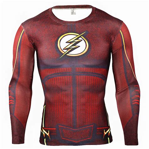 2017 The Flash T shirts Men Novelty Superhero Fitness Top High Elastic Compression Shirt Tight ...