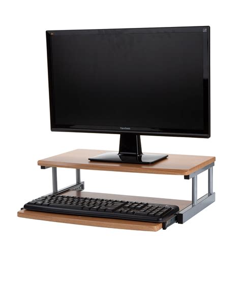 Mind Reader 2 Tier Monitor Stand Riser with Sliding Drawer For Keyboard ...