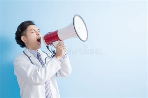 Male Doctor Take Microphone Stock Image - Image of expression, isolated: 83473731