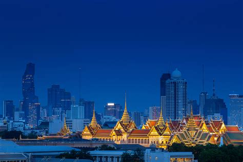 Aerial view of Royal Grand Palace on Bangkok, Thailand with luxury skyline, and condo in ...