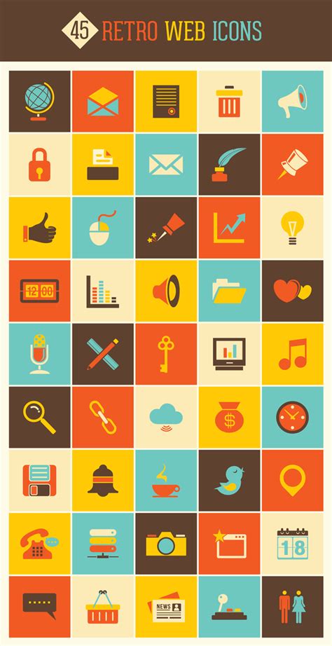 45 Free Retro Web Icons - PSD, AI & EPS - Super Dev Resources