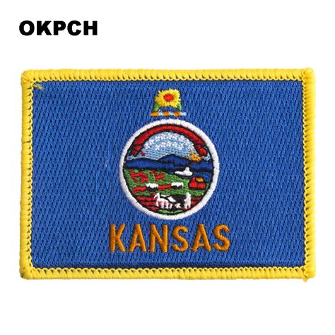 U.S.A State Kansas Iron On Patch Embroidered Clothes Patch For Clothing ...