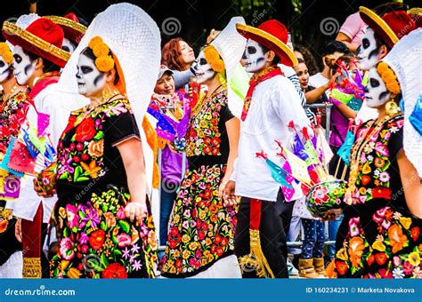 Mexico City, Mexico - October 27, 2018. Celebration of Day of Dead Parade, Dia De Los Muertos ...